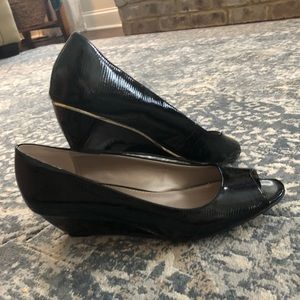 Alfani patent leather peep toe wedge